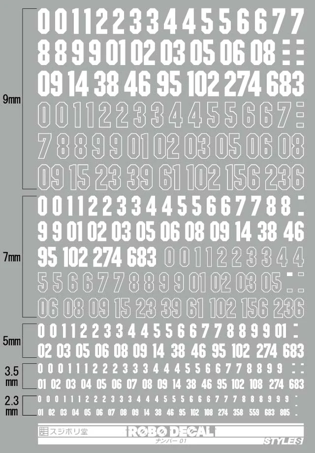 Sujiborido ROBO Decal Number 01 White - Image 2