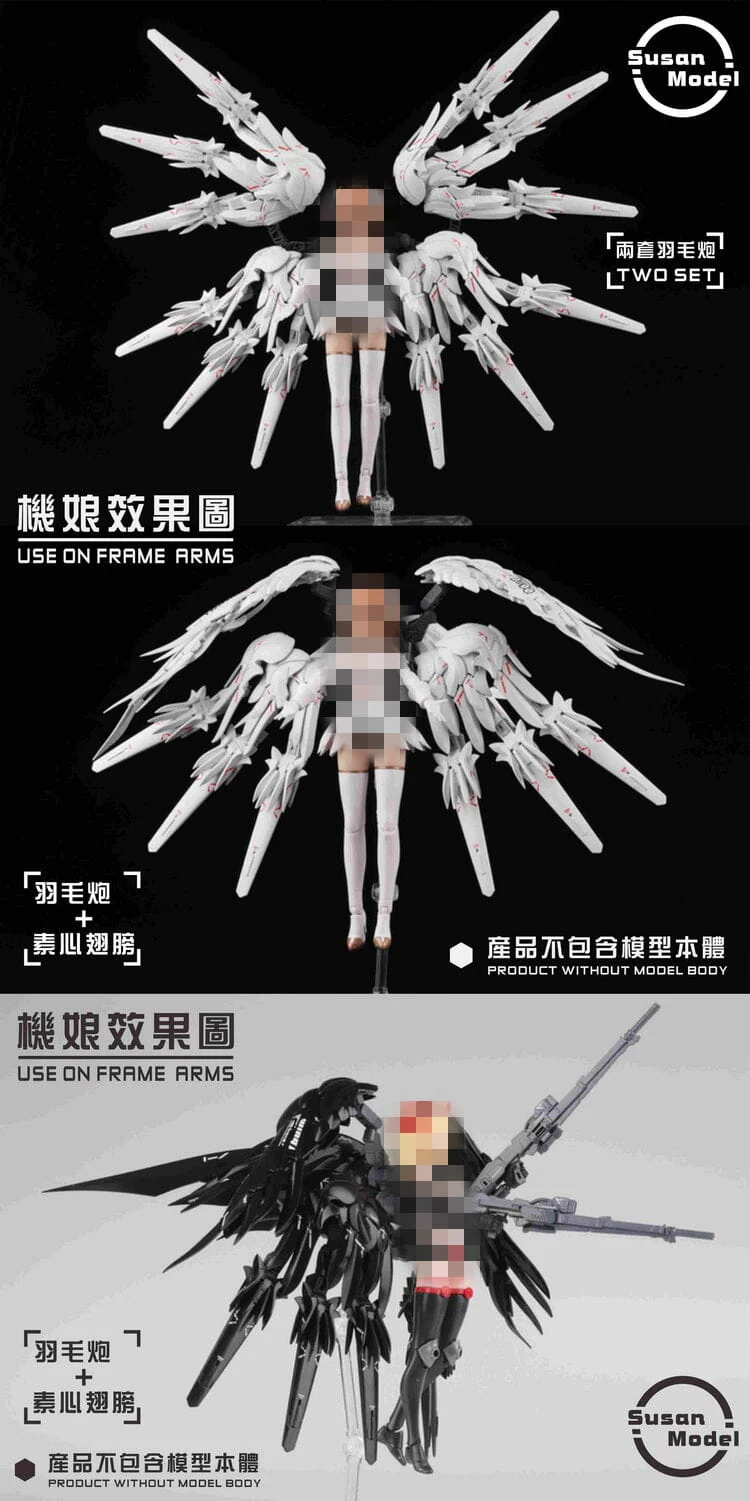 [SU016-A] Susan Models 1/144 RG Wing Gundam Snow White Wings and Cannons - Image 8