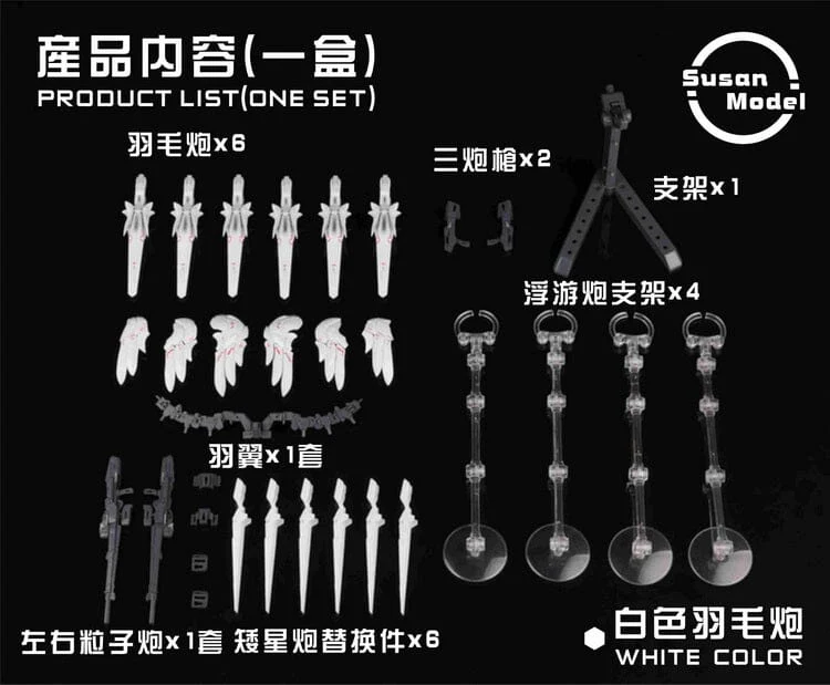 [SU016-A] Susan Models 1/144 RG Wing Gundam Snow White Wings and Cannons - Image 9