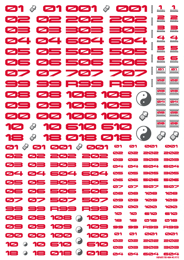 TR Decal 3 Number Red(1pc) - Image 2