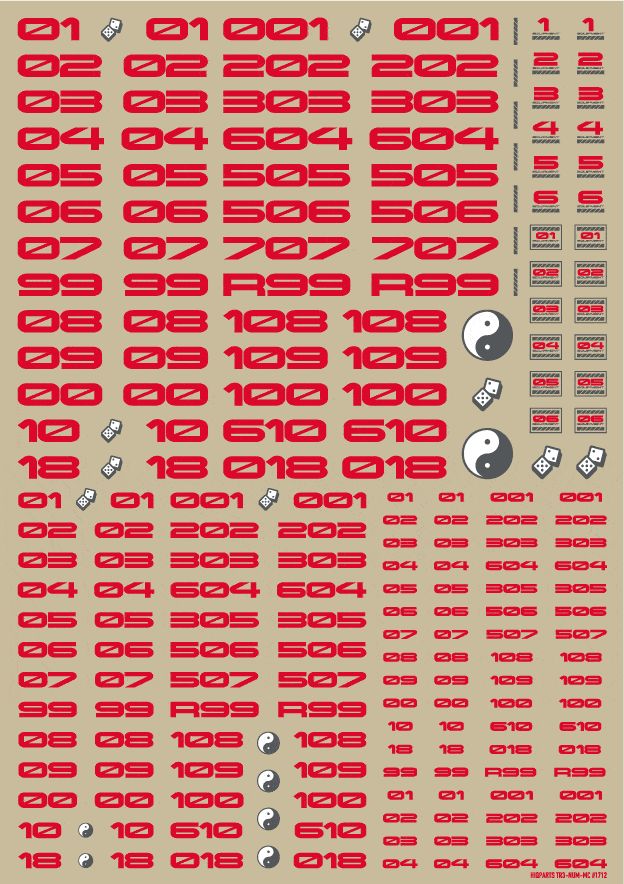 TR Decal 3 Number Red(1pc) - Image 3