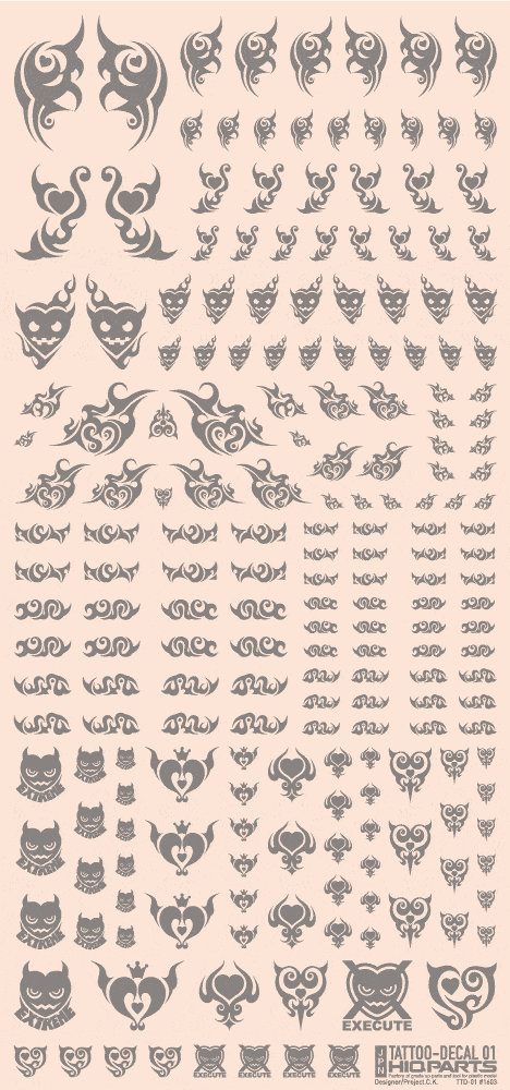 Tattoo Decal 01 "Heart" Clear Black(1pc) - Image 2