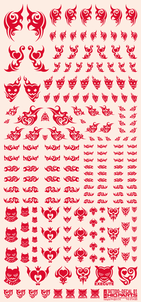 Tattoo Decal 01 "Heart" Red(1pc) - Image 2