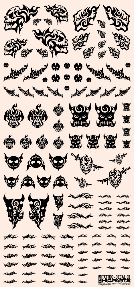 Tattoo Decal 02 "Skull" Black(1pc) - Image 2