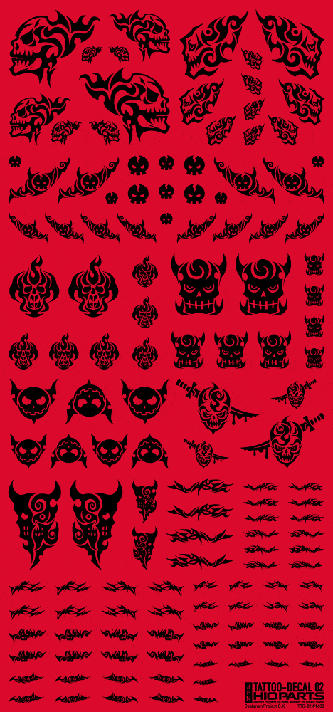 Tattoo Decal 02 "Skull" Black(1pc) - Image 3