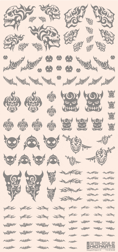 Tattoo Decal 02 "Skull" Clear Black(1pc) - Image 2