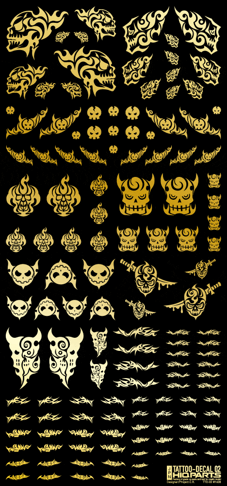 Tattoo Decal 02 "Skull" Gold(1pc) - Image 2