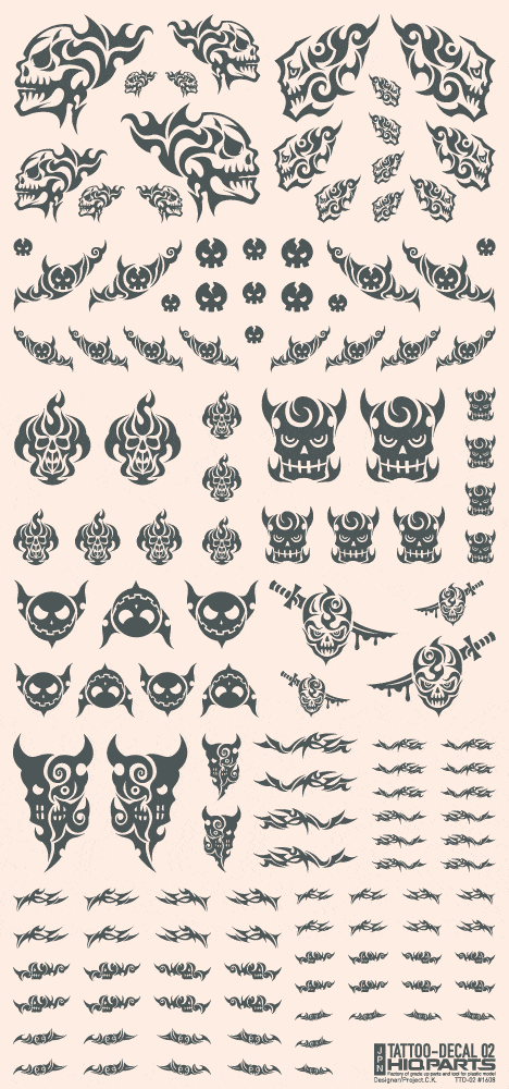 Tattoo Decal 02 "Skull" Tattoo Gray(1pc) - Image 2