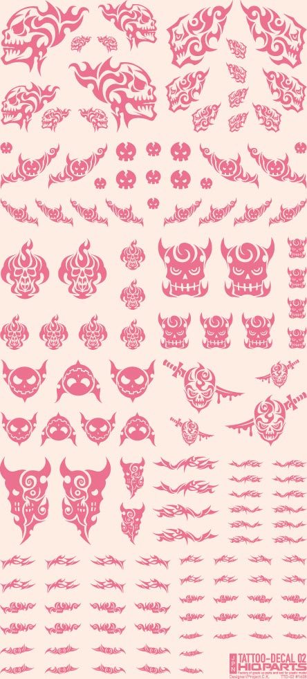 Tattoo Decal 02 "Skull" Tattoo Pink(1pc) - Image 2