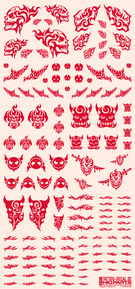 Tattoo Decal 02 "Skull" Red(1pc) - Image 2