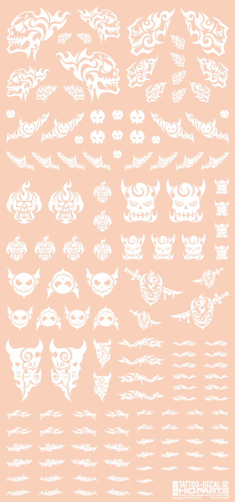 Tattoo Decal 02 "Skull" White(1pc) - Image 2