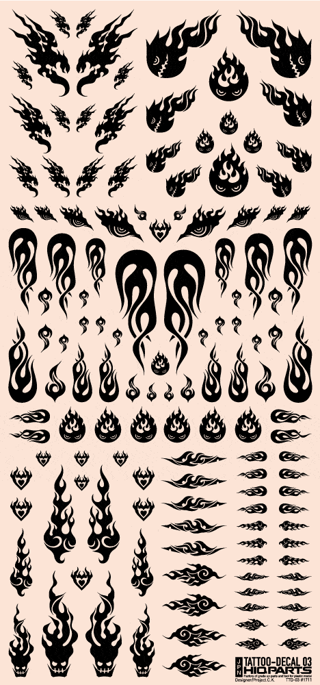 Tattoo Decal 03 "Fire" Black(1pc) - Image 2