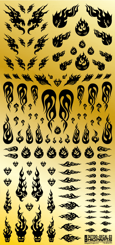 Tattoo Decal 03 "Fire" Black(1pc) - Image 3