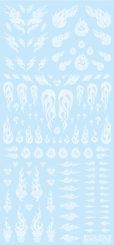 Tattoo Decal 03 "Fire" Clear White(1pc)