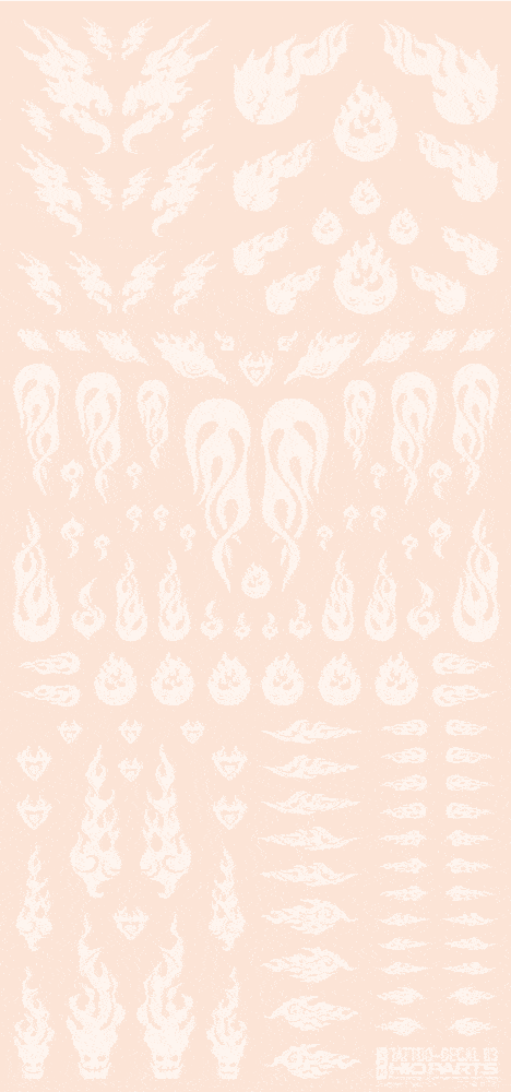 Tattoo Decal 03 "Fire" Clear White(1pc) - Image 2