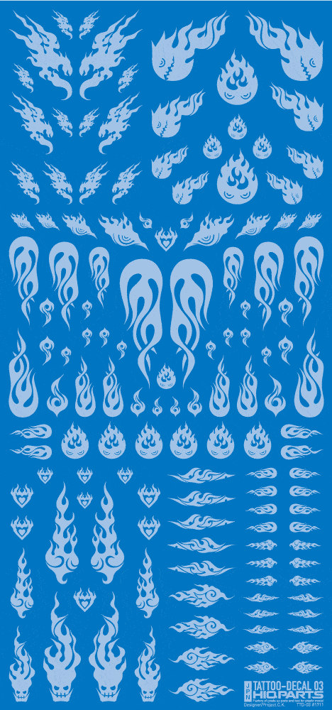 Tattoo Decal 03 "Fire" Clear White(1pc) - Image 3
