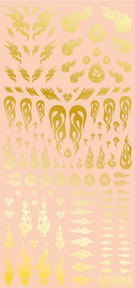 Tattoo Decal 03 "Fire" Gold(1pc) - Image 2