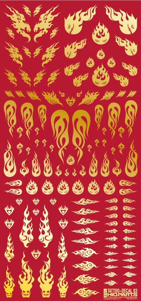 Tattoo Decal 03 "Fire" Gold(1pc) - Image 3