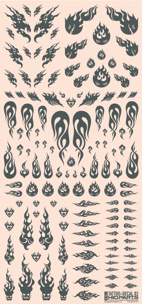 Tattoo Decal 03 "Fire" Tattoo Gray(1pc) - Image 2