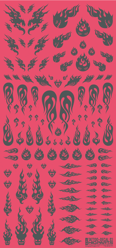 Tattoo Decal 03 "Fire" Tattoo Gray(1pc) - Image 3