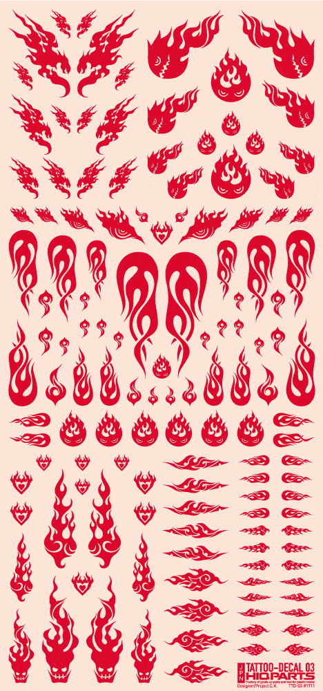 Tattoo Decal 03 "Fire" Red(1pc) - Image 2