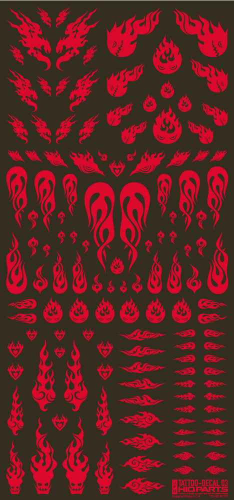 Tattoo Decal 03 "Fire" Red(1pc) - Image 3