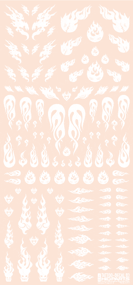Tattoo Decal 03 "Fire" White(1pc) - Image 2