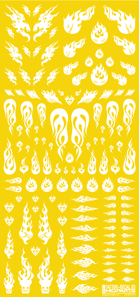Tattoo Decal 03 "Fire" White(1pc) - Image 3