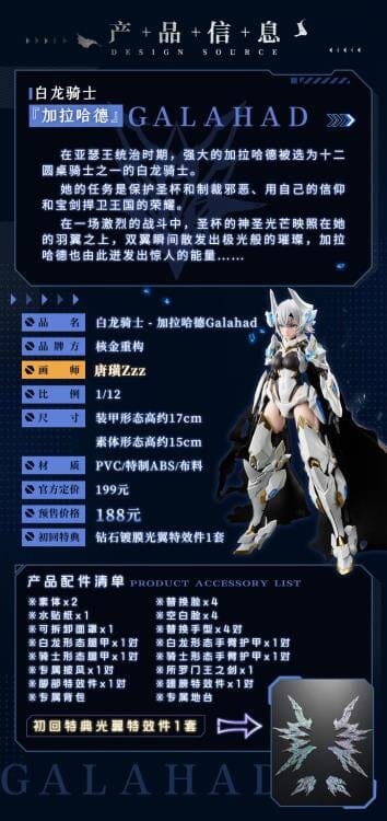 Twelve Knights of the Round Table White Dragon Knight Galahad 1/12 Scale Model Kit - Image 14