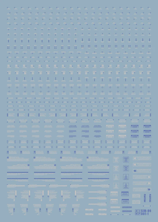 O01-1 UV React Decal Blue and White Water Slide Decals