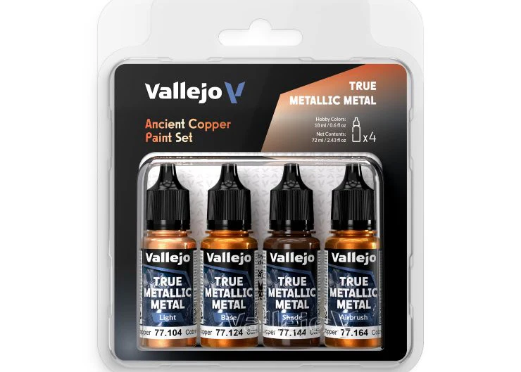 Vallejo 18ml Ancient Copper True Metallic Metal Paint Set (4 Colors)