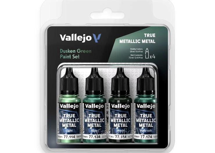 Vallejo 18ml Dusken Green True Metallic Metal Paint Set (4 Colors)