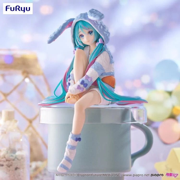 Vocaloid Hatsune Miku (Rabbit Ear Hood Pajama Blue Color Ver.) Noodle Stopper Figure - Image 2