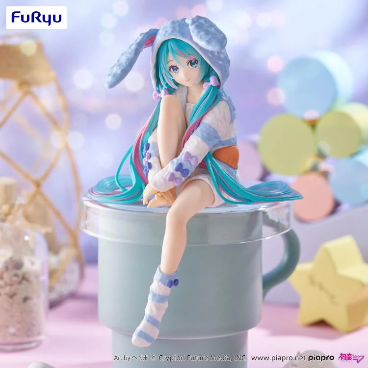 Vocaloid Hatsune Miku (Rabbit Ear Hood Pajama Blue Color Ver.) Noodle Stopper Figure - Image 3