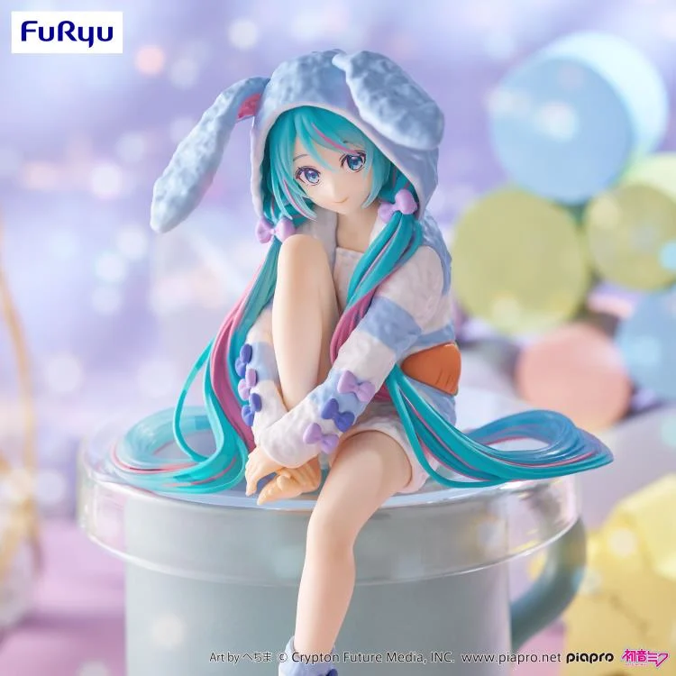 Vocaloid Hatsune Miku (Rabbit Ear Hood Pajama Blue Color Ver.) Noodle Stopper Figure - Image 4