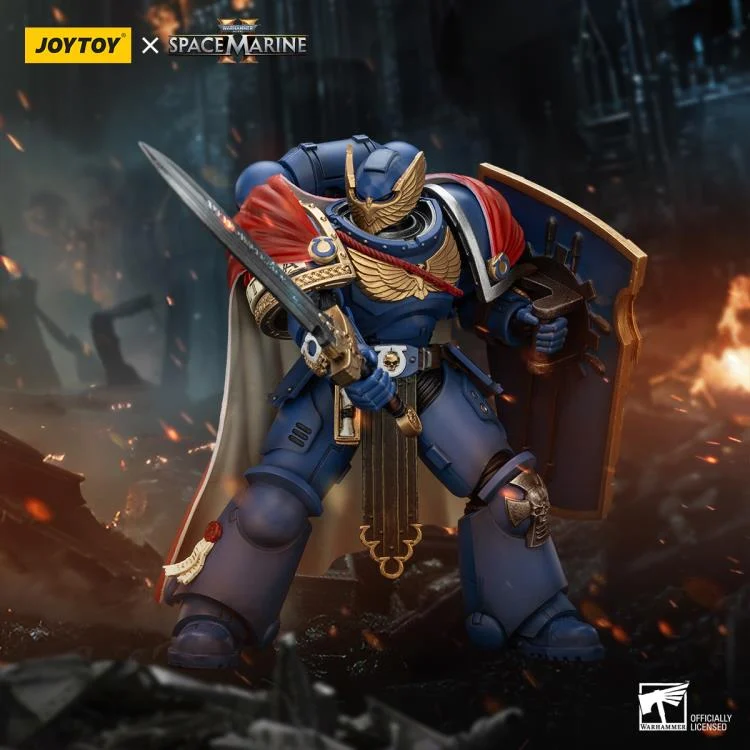 Warhammer 40,000 Space Marine 2 Ultramarines Victrix Honour Guard With Storm Shield And Power Sword 1/18 Scale Action Figure - Image 2