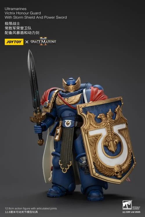 Warhammer 40,000 Space Marine 2 Ultramarines Victrix Honour Guard With Storm Shield And Power Sword 1/18 Scale Action Figure - Image 6
