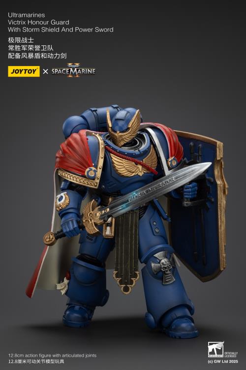 Warhammer 40,000 Space Marine 2 Ultramarines Victrix Honour Guard With Storm Shield And Power Sword 1/18 Scale Action Figure - Image 9