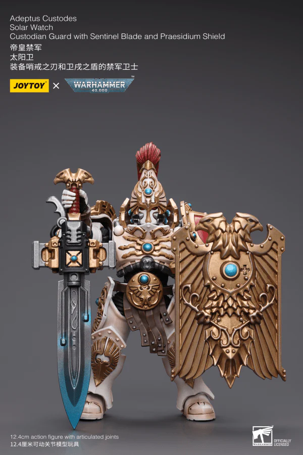 Warhammer 40K Adeptus Custodes Solar Watch Custodian Guard with Sentinel Blade and Praesidium Shield 1/18 Scale Figure - Image 2
