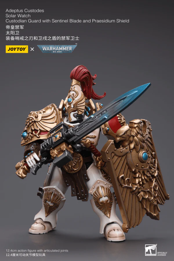 Warhammer 40K Adeptus Custodes Solar Watch Custodian Guard with Sentinel Blade and Praesidium Shield 1/18 Scale Figure - Image 5