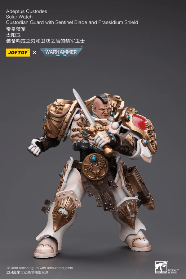 Warhammer 40K Adeptus Custodes Solar Watch Custodian Guard with Sentinel Blade and Praesidium Shield 1/18 Scale Figure - Image 6