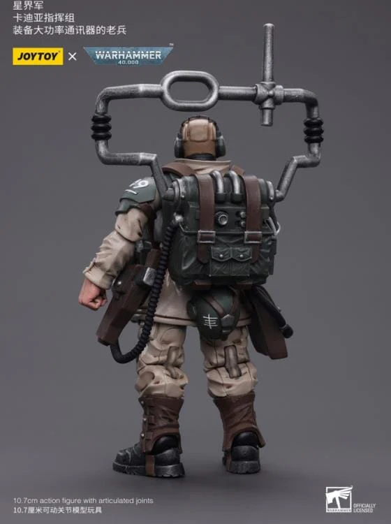 Warhammer 40k Astra Militarum Cadian Command Squad Veteran with Master Vox 1/18 Scale Figure - Image 3