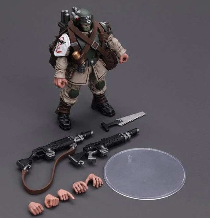Warhammer 40k Astra Militarum Cadian Command Squad Veteran with Medi-pack 1/18 Scale Figure - Image 9