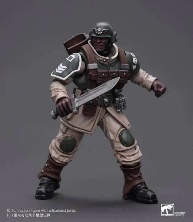 Warhammer 40k Astra Militarum Cadian Command Squad Veteran with Regimental Standard 1/18 Scale Figure - Image 3