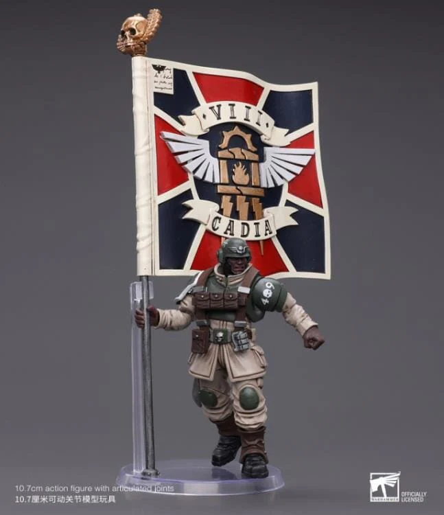 Warhammer 40k Astra Militarum Cadian Command Squad Veteran with Regimental Standard 1/18 Scale Figure - Image 8
