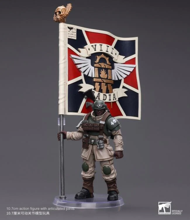 Warhammer 40k Astra Militarum Cadian Command Squad Veteran with Regimental Standard 1/18 Scale Figure - Image 9
