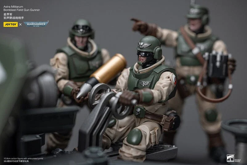 Warhammer 40K Astra Militarum Ordnance Brigade Team with Bombast Field Gun Artillery 1/18 Scale Set - Image 10