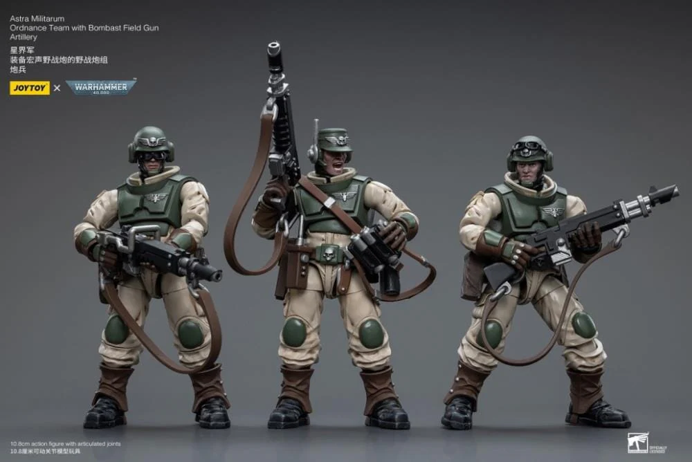 Warhammer 40K Astra Militarum Ordnance Brigade Team with Bombast Field Gun Artillery 1/18 Scale Set - Image 2