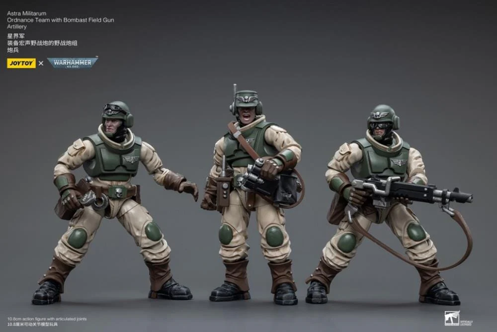 Warhammer 40K Astra Militarum Ordnance Brigade Team with Bombast Field Gun Artillery 1/18 Scale Set - Image 3