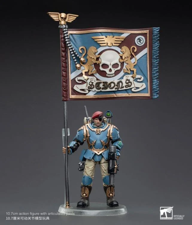 Warhammer 40k Astra Militarum Tempestus Scions Command Squad 55th Kappic Eagles Banner Bearer 1/18 Scale Figure - Image 2